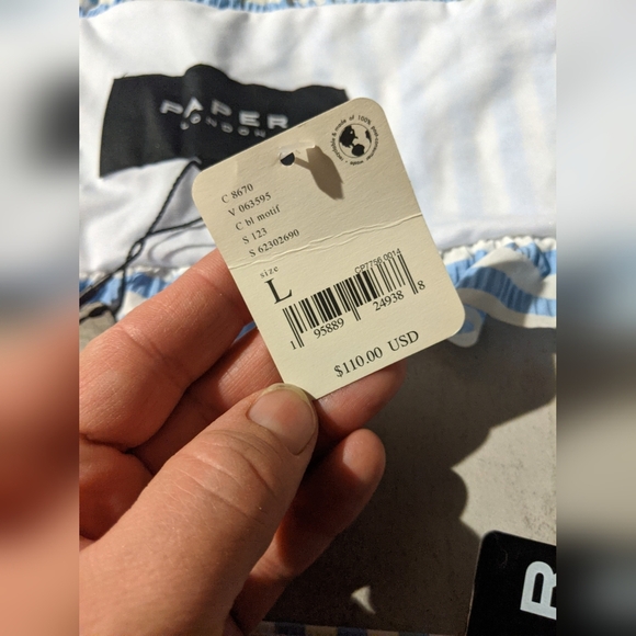 NWT Free People x Paper Blue White Striped Ruffle Bikini, L / XL - Picture 14 of 15